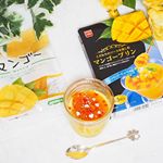 ✱✱✱✱✱手作りマンゴープリン🍮✱電子レンジで温めた牛乳と水を混ぜて冷蔵庫で冷やすだけ♪すぐに作れて簡単◎✱✱さらにドライマンゴーをトッピングしたら最高に&hellip;のInstagram画像