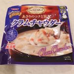 SSKセールス株式会社様の「SSKレンジでおいしい！ごちそうスープ クラムチャウダー」をお試しさせて頂きました✩.袋のままレンジで温めチンゲン菜をプラスしパスタソースにして&hellip;のInstagram画像