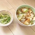 朝ごはんだけど夜食に使えるメニュー🙆&zwj;♂️.焼鯖ほぐしと冬野菜のうどん白菜のコンソメ煮.函館あさひさんにいただいた焼鯖ほぐし！脂も適度に、上質な鯖がたっぷり入っていろい&hellip;のInstagram画像