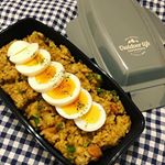 今日のお弁当。#旦那さん弁当#今日のお弁当#お弁当生活#手作り弁当#4点ロックドーム型弁当箱#小森樹脂#ドーム型弁当箱#monipla#komorijushi_fanドーム型はもりもり&hellip;のInstagram画像