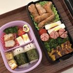 .昨日のお弁当🍱夫と年中組の娘のお弁当です。.一正蒲鉾様の、チーズサンドはんぺんと明太マヨサンドはんぺんを頂いたので、お弁当の隙間に入れました。それぞれのお弁当の隙間にぴったりでし&hellip;のInstagram画像