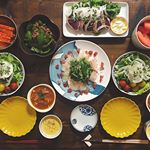 20190526Sunday #mealprep dinner.#築野食品 さんの #山椒香味油 を使って、・ピーマンと挽肉の香味油炒め・香味野菜と#山椒 をきかせた和風カルパッチョ&hellip;のInstagram画像