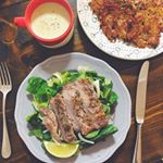 20190617・ローストポークサラダ・えのきとロースハムのガレット・冷製枝豆ポタージュ・忙しい月曜日は、混ぜるだけ、焼くだけで乗り切ります。#大山ハム さんのロースハムを使っ&hellip;のInstagram画像