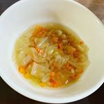 毎日食欲旺盛なしょーたん！スープを作る時に無添加のやつがあると助かる！！#離乳食＃1歳#献立悩む#気付けばいつも同じようなメニュー#最近好きじゃない食べ物イヤイヤする#好きなものはハンバーグ#おや&hellip;のInstagram画像