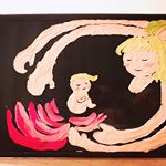 大人のお絵かき＾＾✨手の不器用さも、また絵の凹凸の味に。絵具を手にとって伸ばしているだけでも、感覚器の育成に良い影響がありそう！少しの塩梅で、違う色に。同じ色のコピーはない。成り行きに任せて、思い&hellip;のInstagram画像