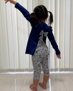 ***モニプラ経由で、子供服のモニターをさせていただきました❤️*AラインチュニックTシャツ＋７分丈レギンスの2点セット😊110cm着用です🌈急激に大きくなってる娘&hellip;もうワンサイズ大きくて&hellip;のInstagram画像