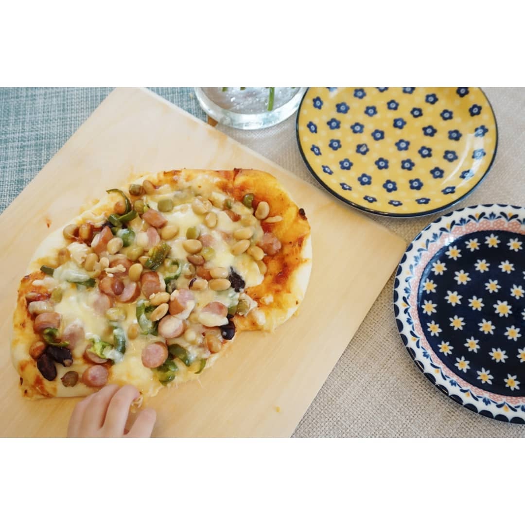 口コミ投稿：🍕﻿﻿今日のお昼はピザ🍕﻿お豆大好きな子供のリクエストでお豆のピザ。﻿マルサンさんか…