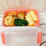 2020年5月10日今日のお昼ごはんのっけ弁🍱🍱 ごはん　玉子焼き　唐揚げたらこスパゲッティ　鮭と玉ねぎのポン酢焼きほうれん草のおかか和えです。小森樹脂様からモニターで&hellip;のInstagram画像