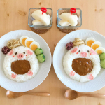 ・この間のおうちランチ𓇨𓌈・フォロワーさんが作っていてずっとやってみたかったお口ぱっかんカレー ‪⸜&hearts;︎⸝‬・ごはんの形作るの難しかった( ˃ ˂ )・本当は牛さん&hellip;のInstagram画像