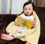 My son is scrutinizing👓Relax with a fluffy towel(o^^o)State of satisfaction✨✨@towel.nissen_pr &hellip;のInstagram画像