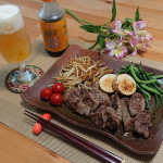 .たまには がっつりお肉～😁焼肉のタレよりも、塩やぽん酢で食べるのが好きです。今回はお肉にも野菜にもホシサン 火の国ぽん酢 ぶっかけ で😋pic2は ズッキーニとツナのマヨポン和えど&hellip;のInstagram画像