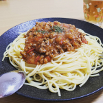 いつぞやのパスタランチ(*ˊᵕˋ*)੭ ੈ❤︎ミニトマトが熟しすぎてしまい慌ててミートソースにしましたw#野菜をMOTTO #野菜をもっと #敬老の日 #スープ #ベジMOTTO #monipla&hellip;のInstagram画像