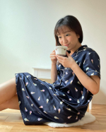 この夏、ヘビロテだったパジャマはGUの🍨柄ワンピースtype最初に白を買って余りの着心地の良さにベージュを購入、さらにはこちらのネイビーもイロチ買い^ ^setupのもある&hellip;のInstagram画像