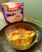 SSK 清水商品さんのクラムチャウダーを使って作ってみました！油揚げでグラタン風に✨油揚げを開いてそこに温めたクラムチャウダーを入れてチーズをのせてトースターで焼く💖以上で&hellip;のInstagram画像