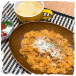 昨日の夕食💖キャロットピラフ💖ブロッコリー＆プチトマト💖コーンスープキャロットピラフは出口崇仁農園の奇跡の人参ジュースを使って作りました🥕キャロットピラフの簡単&hellip;のInstagram画像