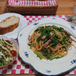 .菜の花とベーコンの和風パスタテレワークのおうちランチに ワンポットパスタ 味付けに使ったのは正田醤油様からいただいた土佐しょうゆ再仕込醤油 に鰹だしがきいた贅沢な味わいです。簡単に&hellip;のInstagram画像