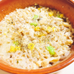 🍳\ リゾット♡ /チーズリゾットが食べたくて家にある食材でテキトーに🤭枝豆玉ねぎササミ入りだよー♡美味しいチーズリゾットが食べられるお店に行きたい🤤𓂃◌𓈒&hellip;のInstagram画像