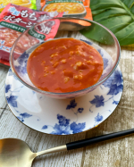 はくばく暮らしのおかゆシリーズ ˗ˏˋ  冷製もち麦のポタージュ粥　ˎˊ˗  暑い夏にぴったり☀️冷やして食べるタイプのおかゆです❣️◎さわやかな酸味トマトスープ仕立て👉95kca&hellip;のInstagram画像