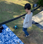 ＊キャンプ場にもこの子を連れて行ってみたー！家やとガンガン和室から落とされて床がどうなることやら&hellip;やったから、とりあえず体育館に持って行かせてたんやけど(笑)キャンプ行くしちょうどええやん！って&hellip;のInstagram画像