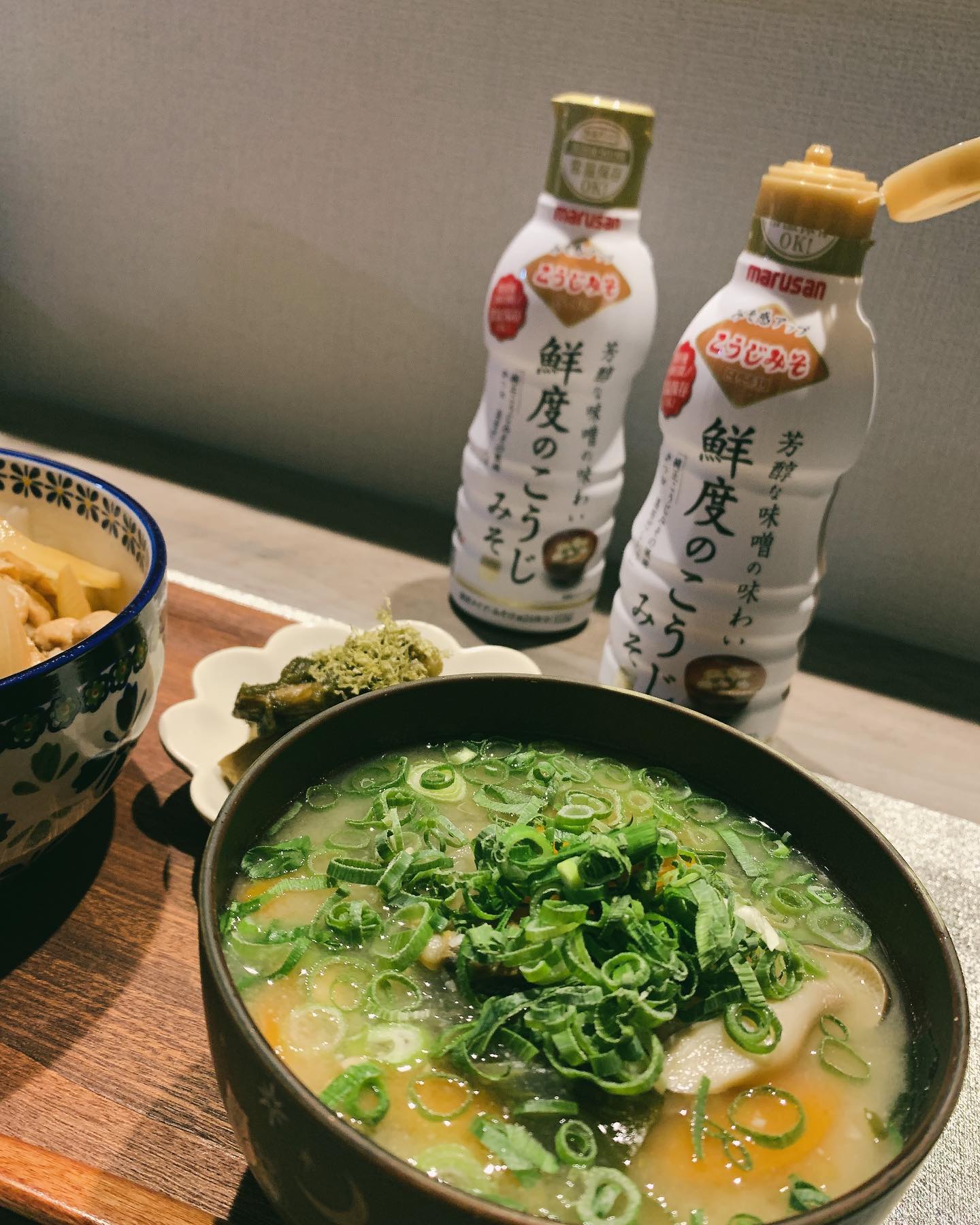 口コミ投稿：.具沢山のお味噌がおいしい〜😊ボトルタイプの液味噌なので鮮度よく保てて出汁も効い…