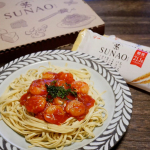 *お疲れ様です。今日の晩ごはん江崎グリコ株式会社様の『SUNAOパスタ』を使ってみました。今回は『SUNAOもっちりパスタで作る！【中華風アレンジレシピ】』ということで『エビチリパスタ🍝』&hellip;のInstagram画像