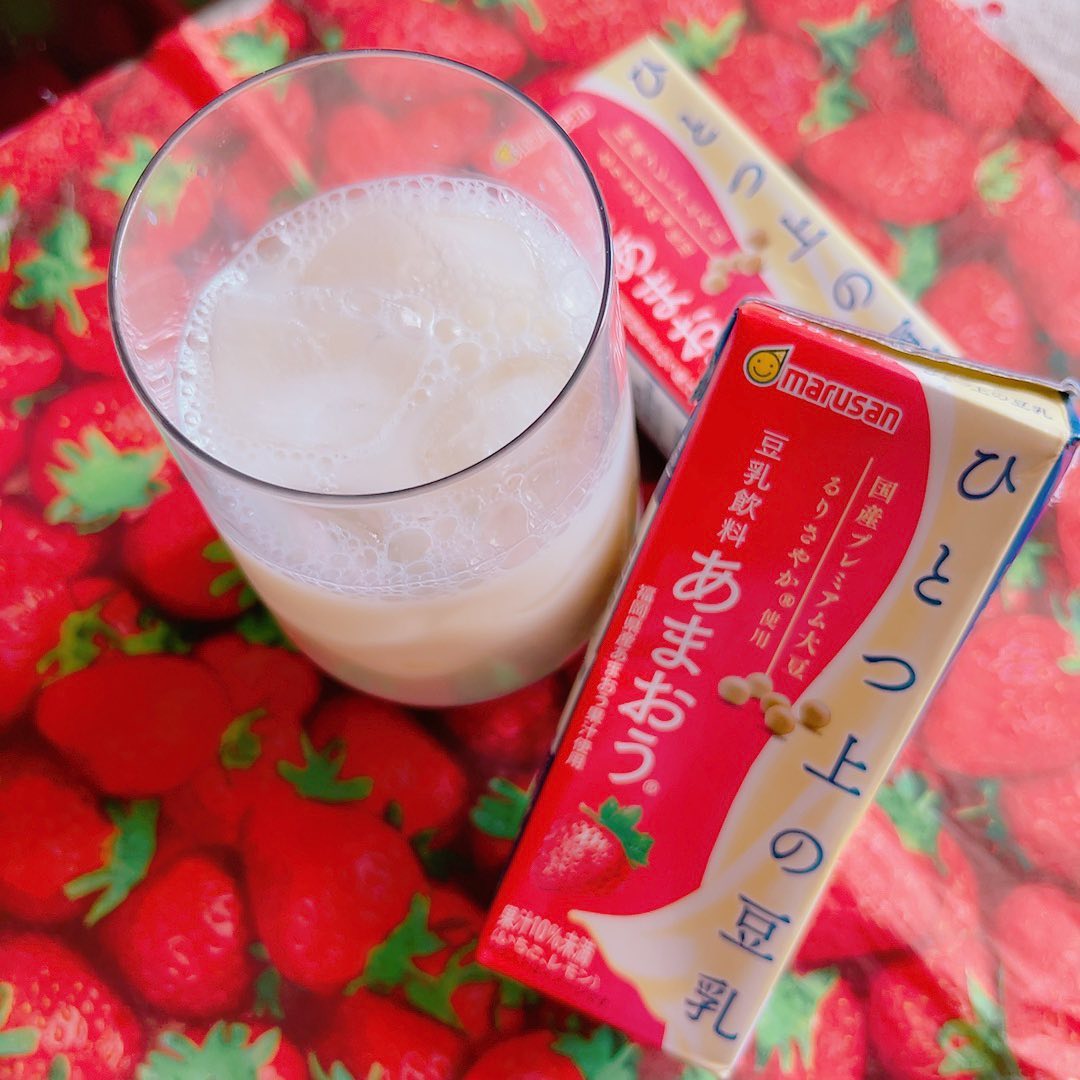 口コミ投稿：マルサン【ひとつ上の豆乳 豆乳飲料あまおう】人気いちご🍓あまおうの最大の特長であ…