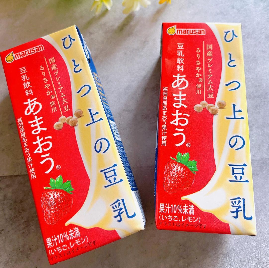口コミ投稿：マルサン✨ひとつ上の豆乳 豆乳飲料あまおう🍓お試しさせていただきました✨✨🍓国産プレ…