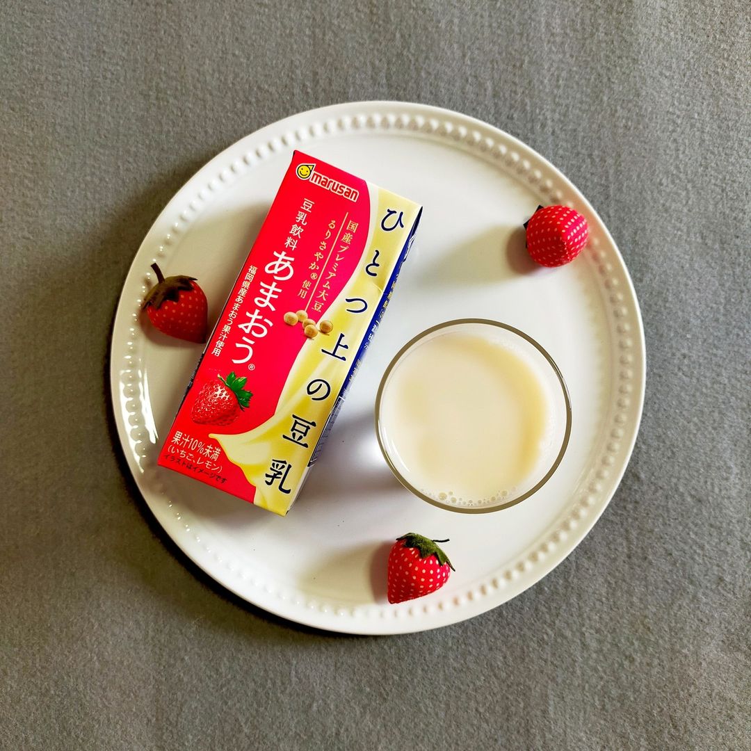 口コミ投稿：♡「ひとつ上の豆乳 豆乳飲料あまおうⓇ」を飲んでみました🍓『ひとつ上の豆乳』は、大…