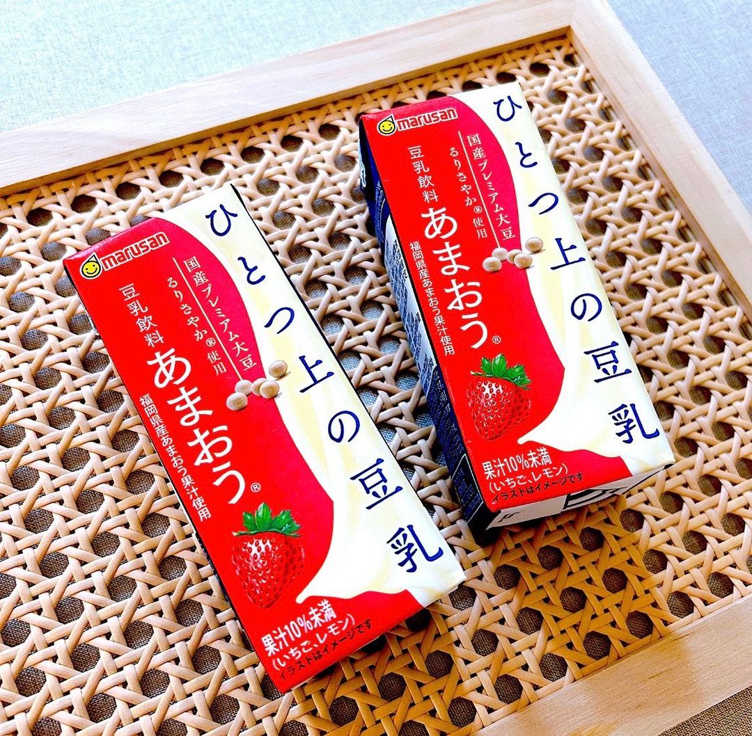 口コミ投稿：マルサン 様のひとつ上の豆乳 豆乳飲料あまおう🍓モニプラファンブログ様よりいただき…