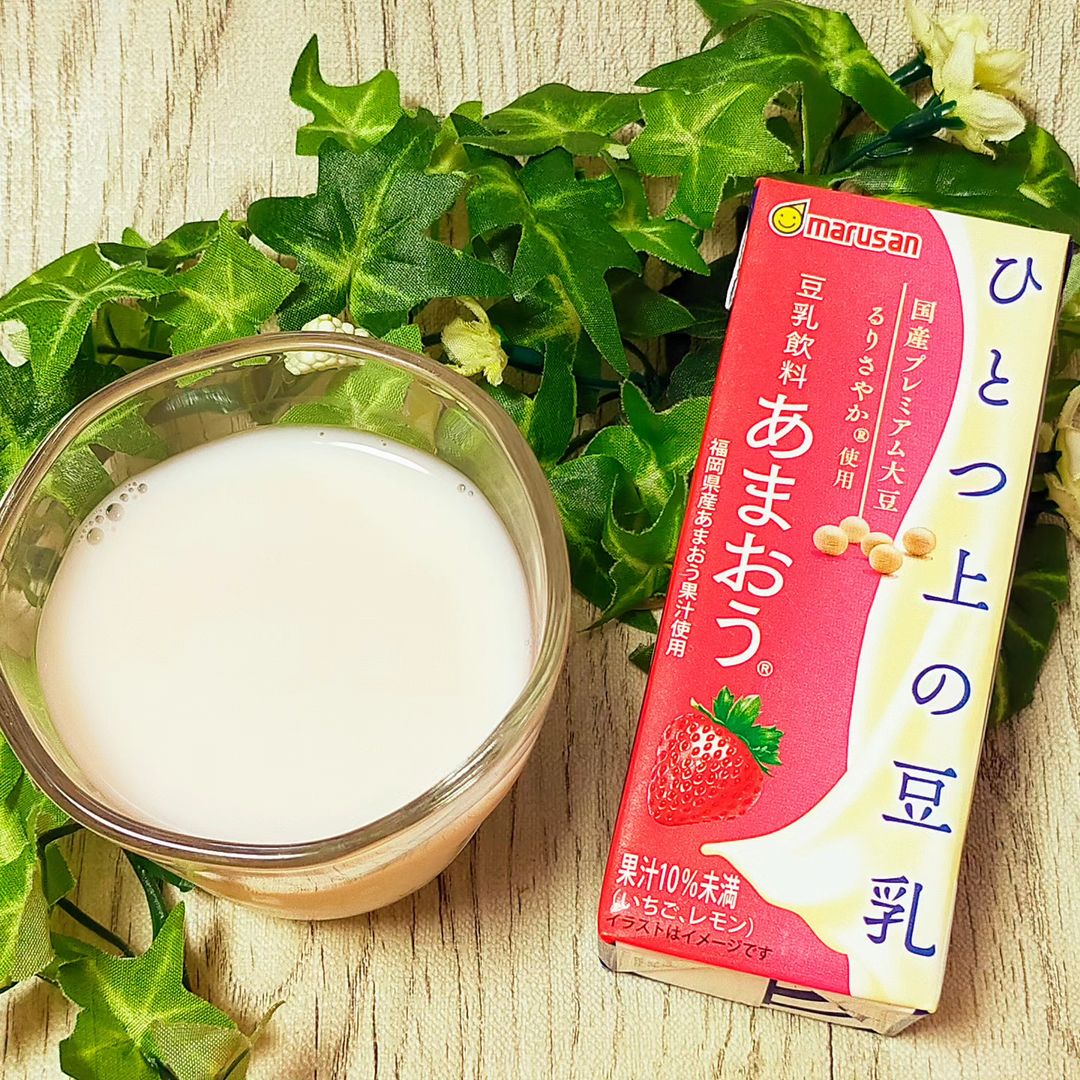 口コミ投稿：piegoe7マルサンアイ様の今春の新商品「ひとつ上の豆乳 豆乳飲料あまおうⓇ 200㎖」を…
