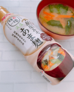 ayt1024・鮮度みそ　減塩あま麹⁡減塩タイプの液状みそ甘みとコクがあって、奥深い味です食べた後の満足度が高いので減塩なのを忘れる美味しさです⁡液状みそでサッと溶けるから忙しい時で&hellip;のInstagram画像