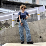 🐈🐈🥟いつもありがとうございます𓂃◌𓈒𓐍 ブルーコーデ♡Tシャツ、ニッセン。1640円というプチプラ。なのに！しっかりした生地感で肌触り良ろし！んでよ？！ゆとりある着心地なんじゃ&hellip;のInstagram画像