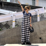 🐈🐈🥟いつもありがとうございます𓂃◌𓈒𓐍 好きな色合わせ。黒白ギンガム&times;青。そして、今日のリアルコーデ。投稿間に合ったぁー✌️⚫︎サロペット☞  u0040goinluck.jp &hellip;のInstagram画像