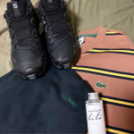 山奥の秋支度が始まりました🪓ビーンのタートルネックにラコステのロンT、山奥は天気が崩れやすいのでサロモンはゴアテックスに限ります。サロモンは今年の冬これオンリーで行く予定⛰️来年の息子の卒業式に&hellip;のInstagram画像