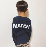 .【綿１００％バックプリント長袖Tシャツ】前はシンプルで後ろにMATCHの文字💡息子はストライプのズボンと合わせてきました👕生地が薄めの長袖これからの季節にばっちり◎ バックプ&hellip;のInstagram画像