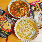 今日のお昼ごはん。ともと手軽な@kinrei_fan #キンレイ さんの冷凍うどん！私は京風。ともはチゲ。全く違うタイプの味🍲どっちも美味しすぎー！昼休み帰るまでにともに作ってもらってたけ&hellip;のInstagram画像