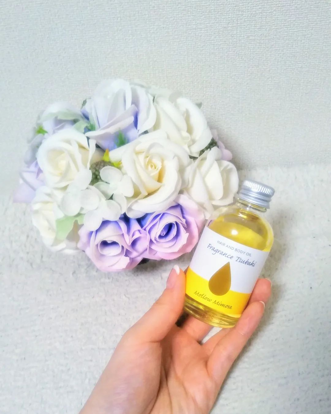 口コミ投稿：株式会社三宝様の【フレグランス椿オイル　メローミモザ】を使ってみました！手のひ…