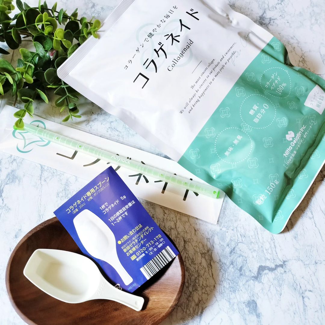口コミ投稿：溶けやすい顆粒タイプのコラーゲンペプチドコラゲネイドコラゲネイドは1gでコラーゲ…