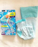🩵スリムウォーク　美脚ロング　Wパワークール🩵夏も快適✨履いた瞬間スピードCool！！2種の接触冷感糸を独自配合で夏でもひんやり😆カラーも水色だから見た目も涼しい🍧ひざ裏はメッシュ編みな&hellip;のInstagram画像