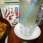 本日(20230715)のChuShock!😱　今日も今日とてアルモンで、　「もや肉団カリーパスタ」🍝　　お飲み物は、「甲類焼酎減塩こんぶ茶サワー」□(^〇^)　　松尾様に感謝。そ&hellip;のInstagram画像