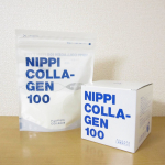 【ニッピコラーゲン100】ブルー&times;ホワイトはニッピカラー☆魚由来のコラーゲンで、吸収しやすく低分子化されてるのが嬉しい。すごくサラサラでコラーゲン特有のニオイもないし気軽に取り入れられました&hellip;のInstagram画像