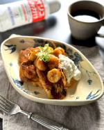 #腸活フレンチトーストレシピ🍴 実は私、朝一番に甘い物を食べるの大好きなんです🍬普段は体重を気にするお年頃というのもありガマンしていますが、たまーに自分に優しくデーと称して、解禁する時がありま&hellip;のInstagram画像