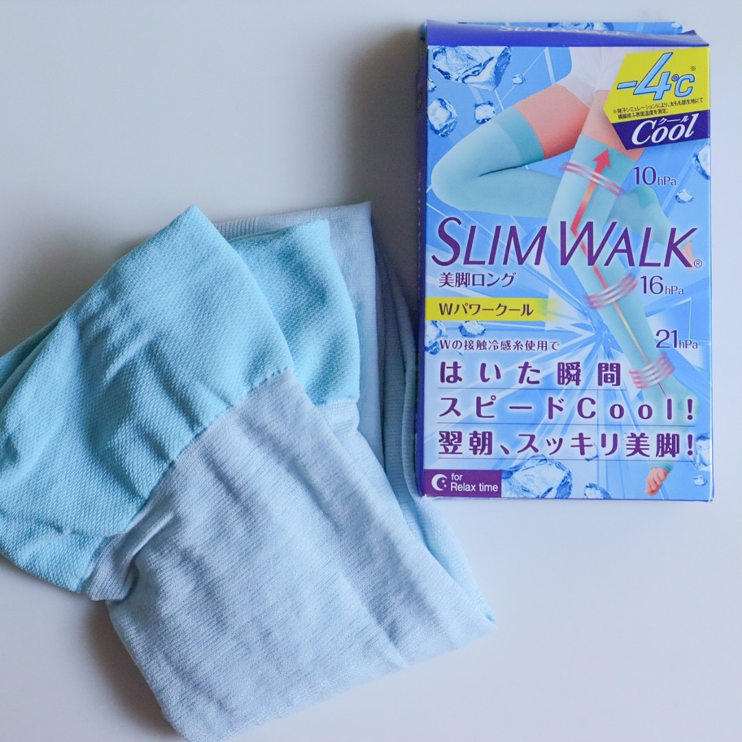 口コミ投稿：。🧦スリムウォーク 美脚ロング WパワークールWの接触冷感糸使用で夏にぴったりなスリ…