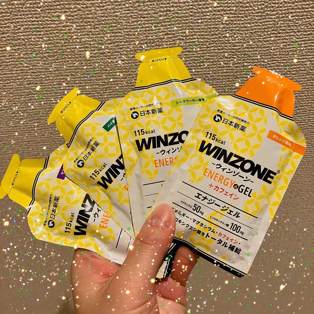 口コミ投稿：WINZONE エナジージェル→ 競技中にも飲みやすいジェルタイプ。味は、パイナップル風…