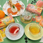 ポンパドールのフルーツ&ハーブティー『フルーツ オブ ザ ワールド』シリーズの『スパニッシュオレンジ』と『地中海ピーチ』 の2種類のフレーバーを飲み比べしました。どちらも10ティーバッグ入り&hellip;のInstagram画像