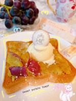 ⋆ෆ‧₊˚癒しの時間🌾🍠スイーツに匹敵するほど高い糖度の「紅はるか」 芋トースト。糖度はなんと50〜度と、果物以上の甘味があります。 💛SILKYいもを食べるときに、優しい本物の金木犀の香り&hellip;のInstagram画像