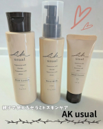 乾燥が気になる季節になってきたね⋯お肌にやさしいスキンケアを取り入れたくて［AK usual］をライン使いしてみたよ♡シリーズで使えるのが嬉しくて化粧水・ミルク・クリームの3点を親子でぬりぬ&hellip;のInstagram画像