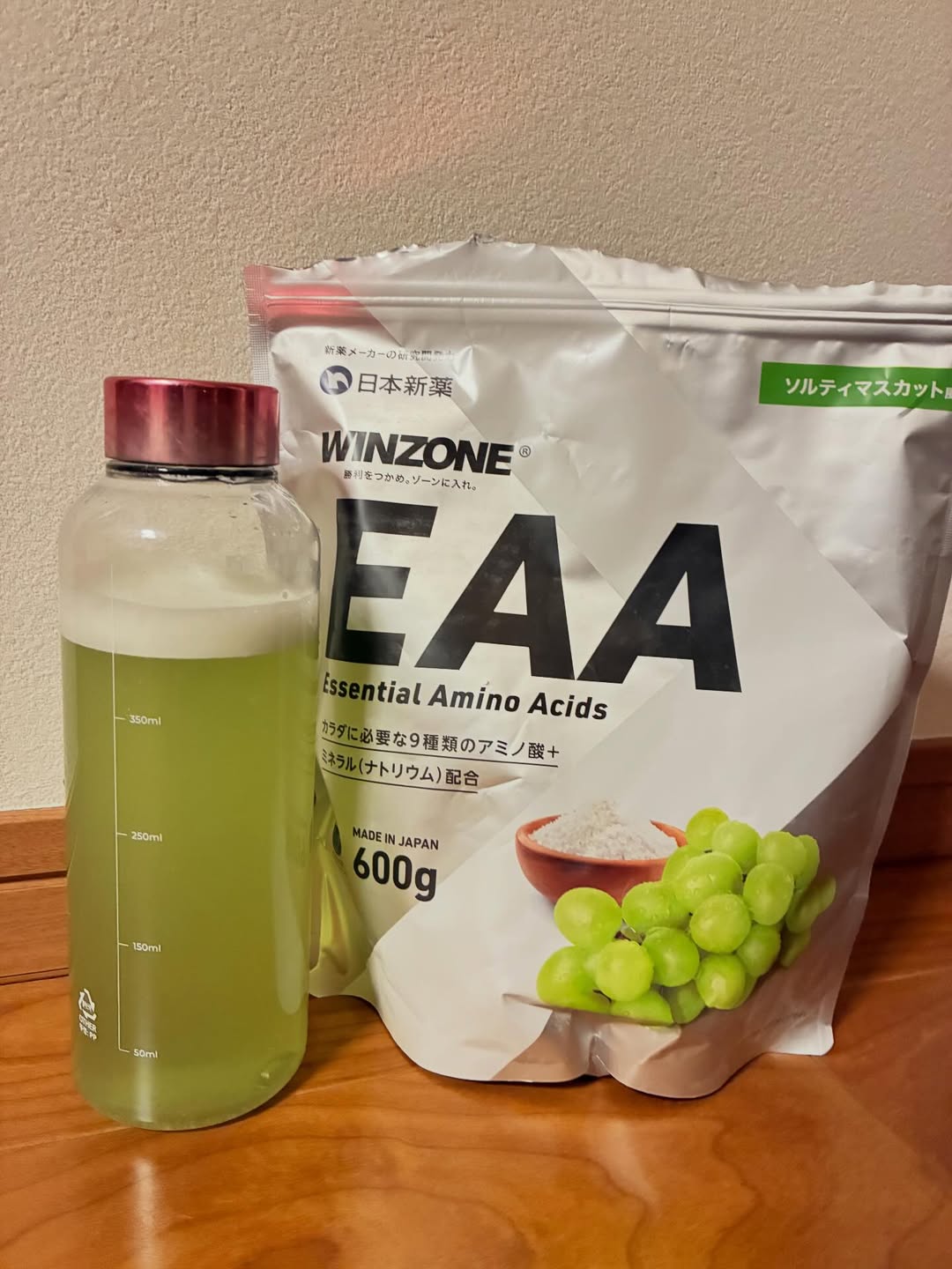 口コミ投稿：今日の宅トレの相棒はこちら▼WINZONE のEAAお味は、スッキリ飲みやすいソルティマス…
