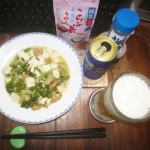 本日(20260711)のChuShock!😱　玉露園の「減塩梅こんぶ茶」を使って、　「チキ好き梅こん豆腐ちゃんぷるぅ」🐓□　お飲み物は、「ビアテイストボム」🍺💣□(^〇^)　　減塩&hellip;のInstagram画像
