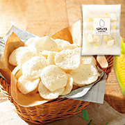 「ふんわりサクサク、かる~い食感が楽しいひと口サイズのあげあられ『うるちップス コーンポタージュ味』」の画像、株式会社もち吉のモニター・サンプル企画